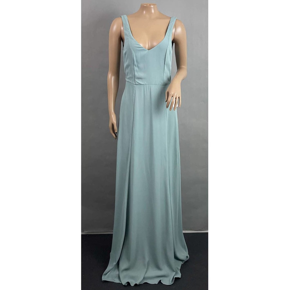 Show Me Your Mumu Dress Women S Caitlin Ruffle Maxi Icy Blue Chiffon NWT